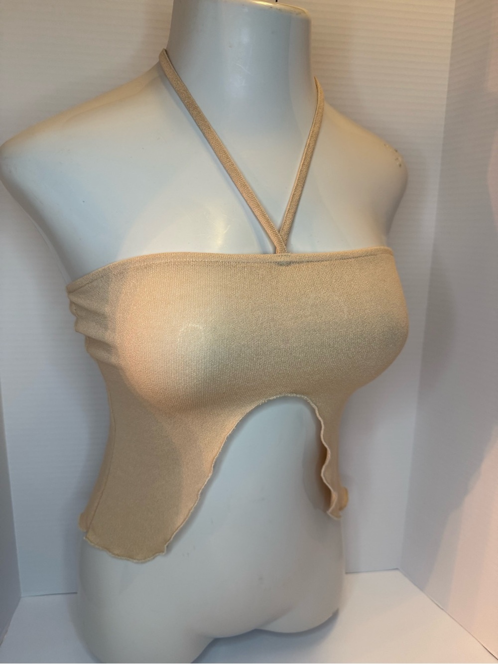Princess Polly Beige Halter Cutout Bandeau Top
